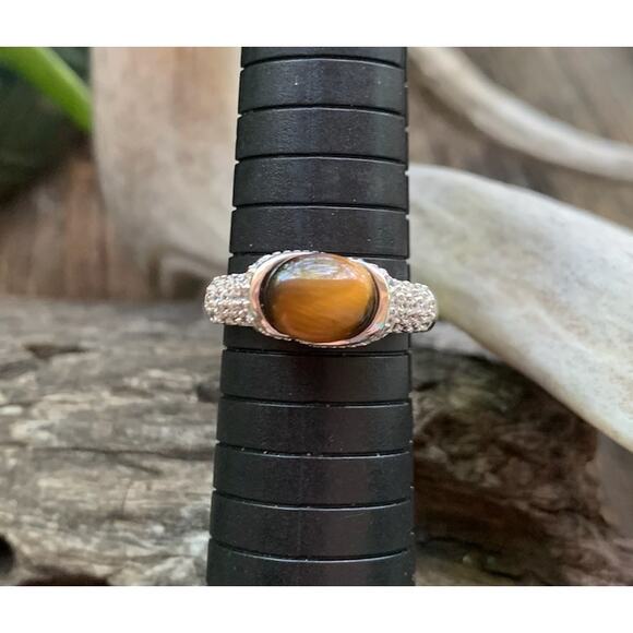 Artist Joseph Esposito Sterling Silver, Tigers Eye and CZ Ring - Picture 1 of 4